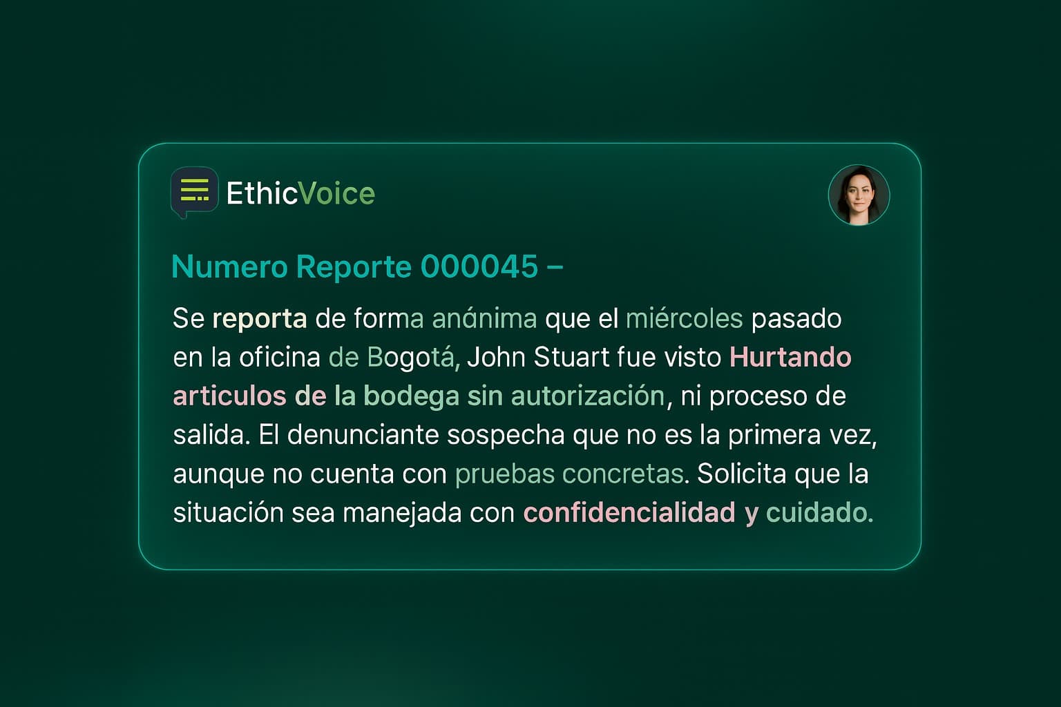 Panel de analitica e IA de EthicVoice